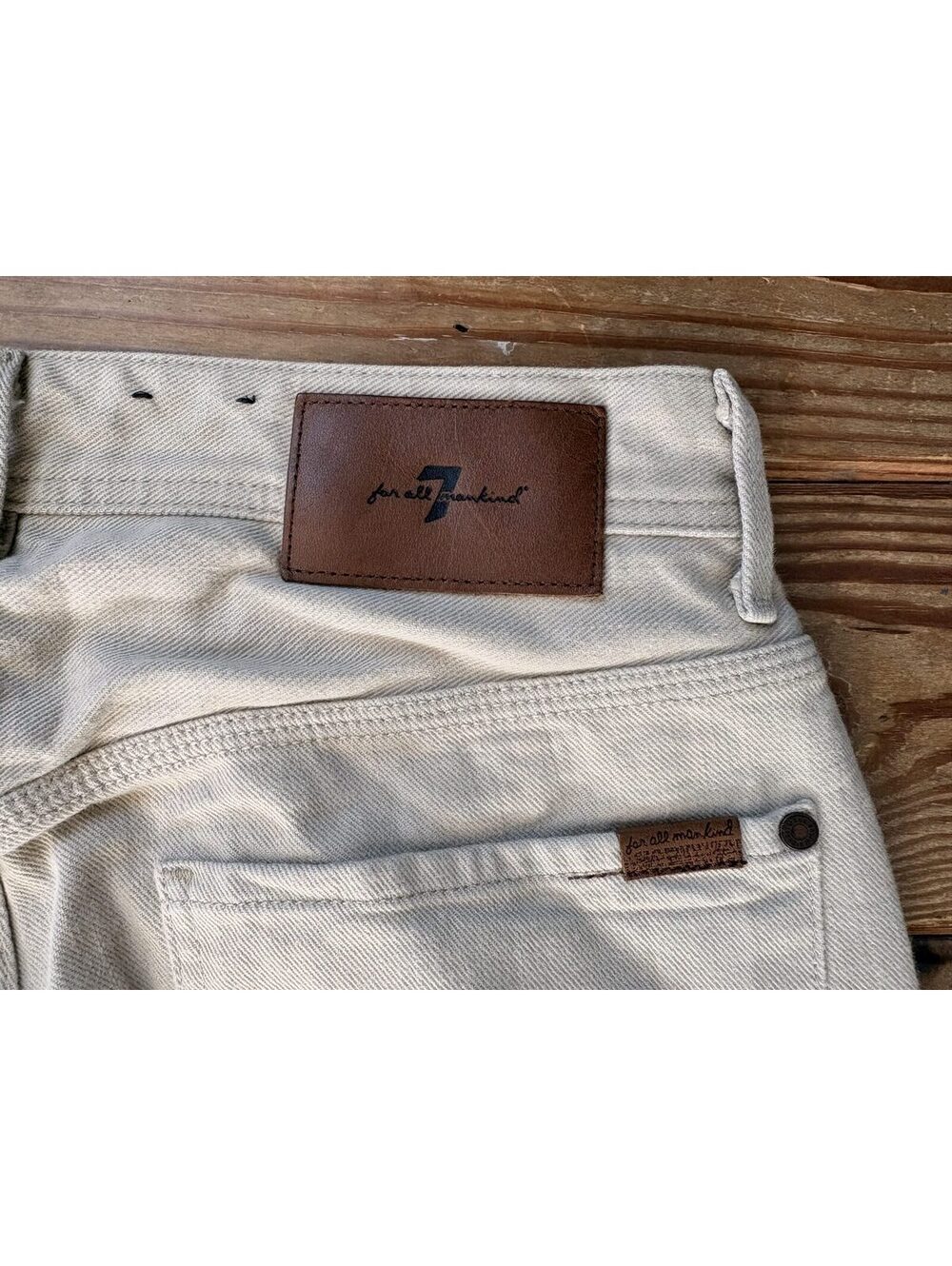 7 For All Mankind The Straight Men's Ivory Jeans Size 29 100% Cotton - Picture 5 of 7